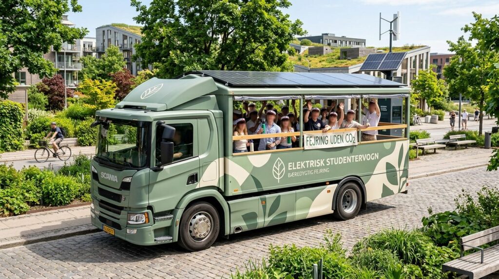 Modern eco-friendly electric student parade vehicle (student