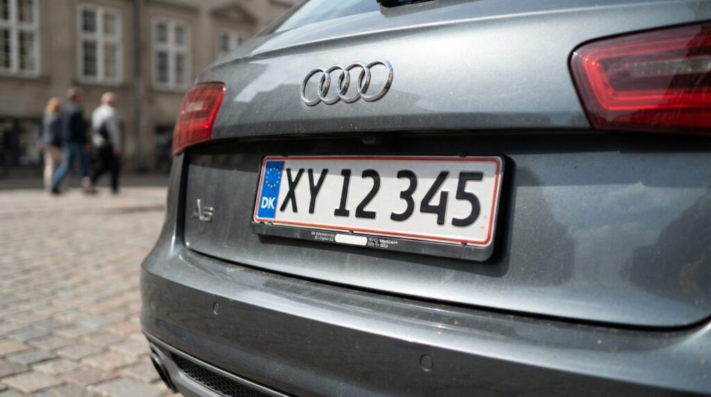 Detailed close-up stock photo of a cars rear bumper showing