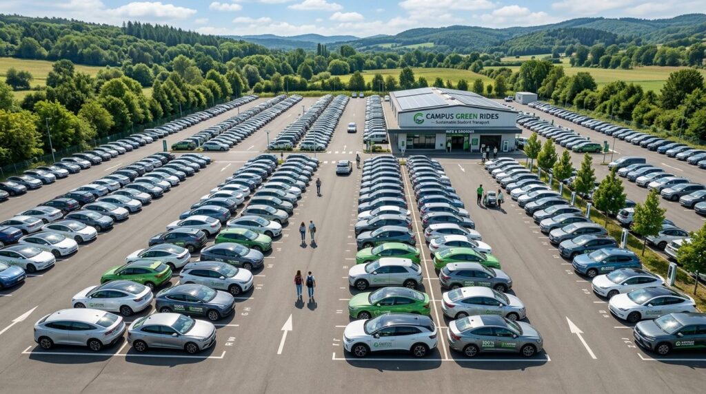 Overhead wide-angle professional stock photo of a fleet of m